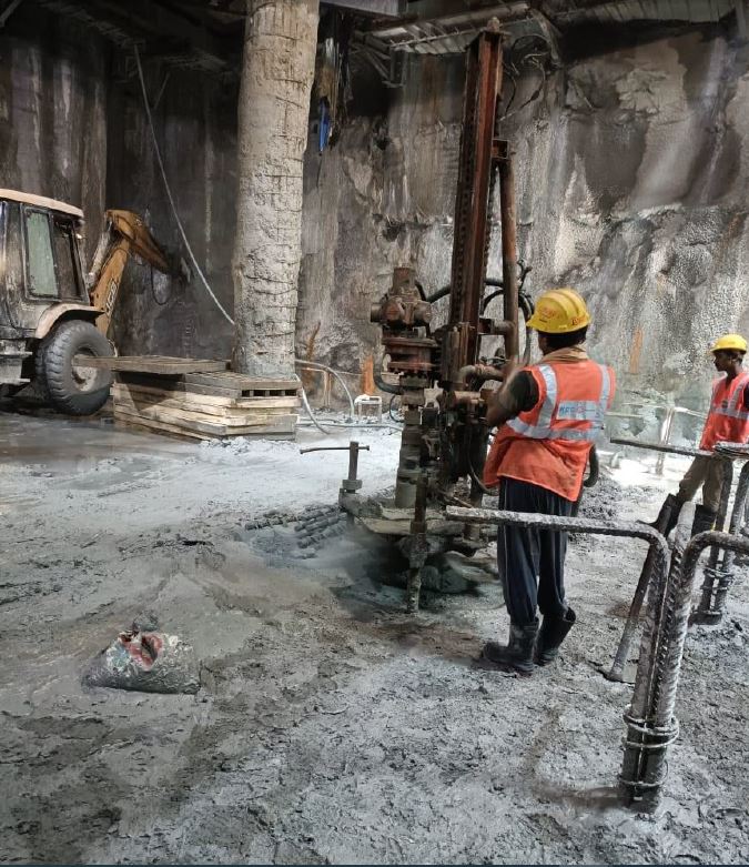 Girgaon metro station tension pile